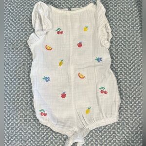Starting Out White Baby Romper with Fruit Embroidery